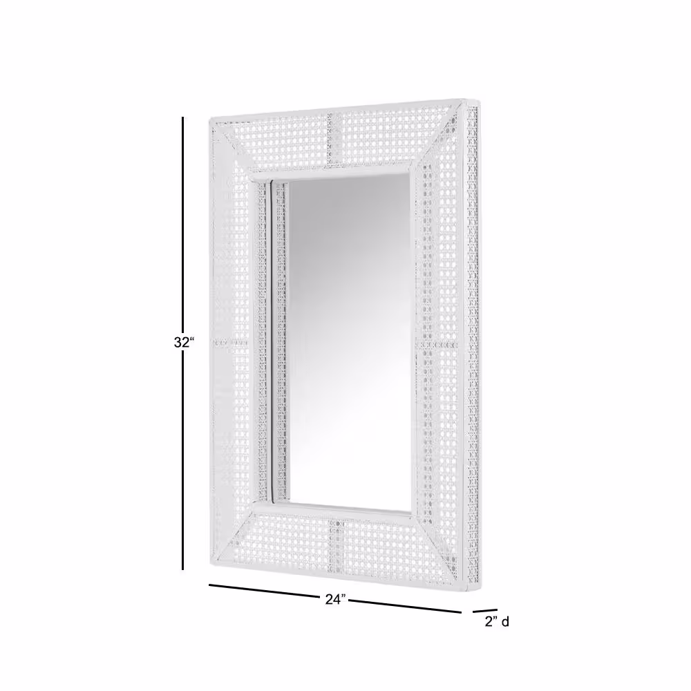 Home Decorators Collection Medium Rectangle White Rattan and Cane Mirror (24 in. W x 32 in. H)