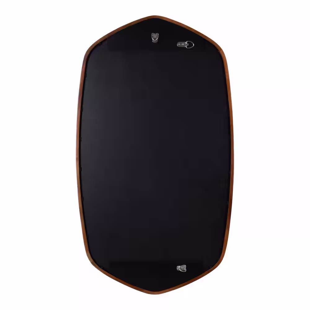 Kate and Laurel McLean 36 in. x 20 in. Classic Irregular Framed Walnut Brown Wall Mirror