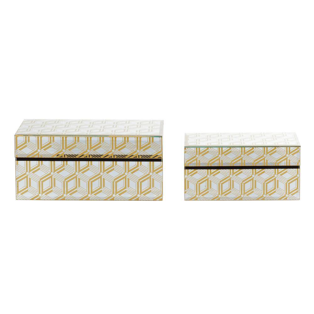 CosmoLiving by Cosmopolitan Gold Wood Box (Set of 2)