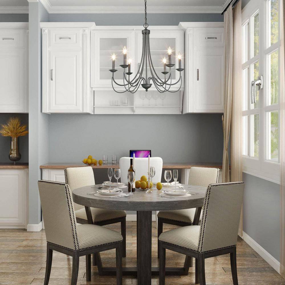 Uolfin Cumax Black Highlights Modern Farmhouse Classic Candlestick Island Chandelier Pendant Light