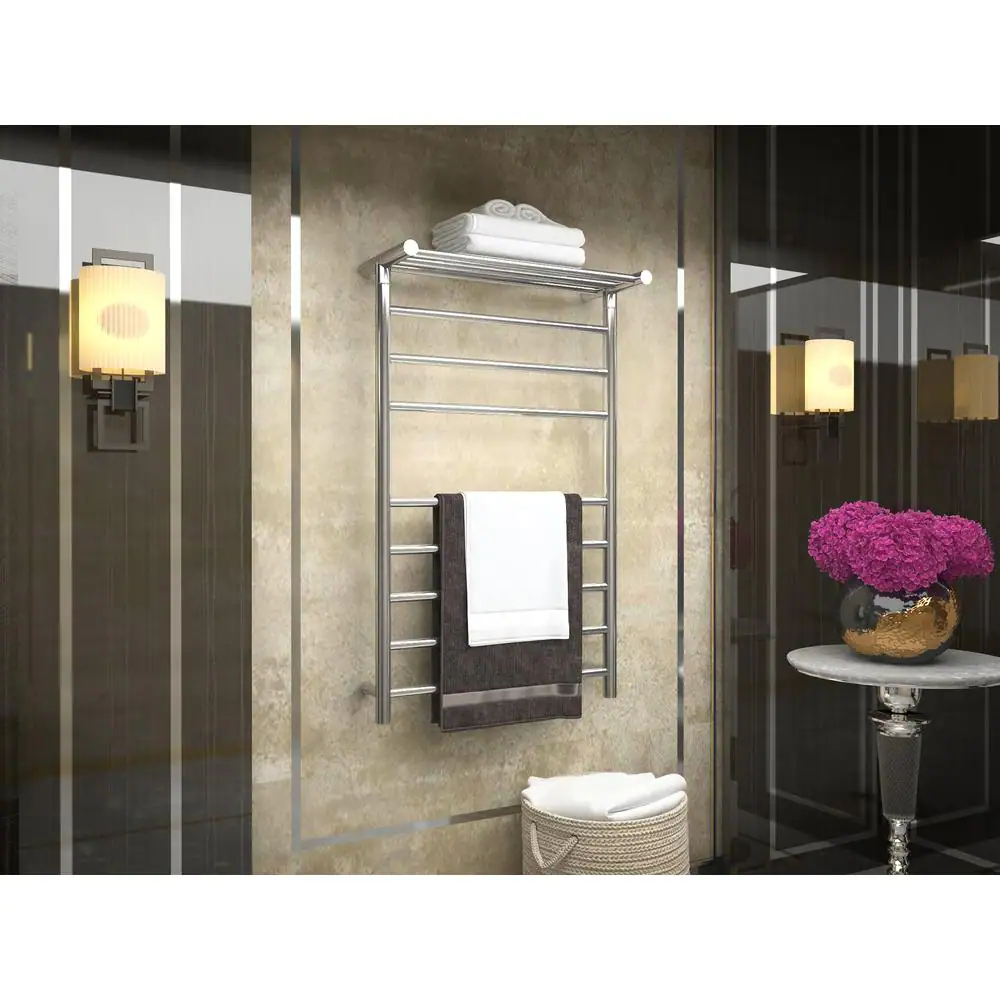 ANZZI Eve 8-Bar Stainless Steel Wall Mounted Electric Towel Warmer Rack in Polished Chrome