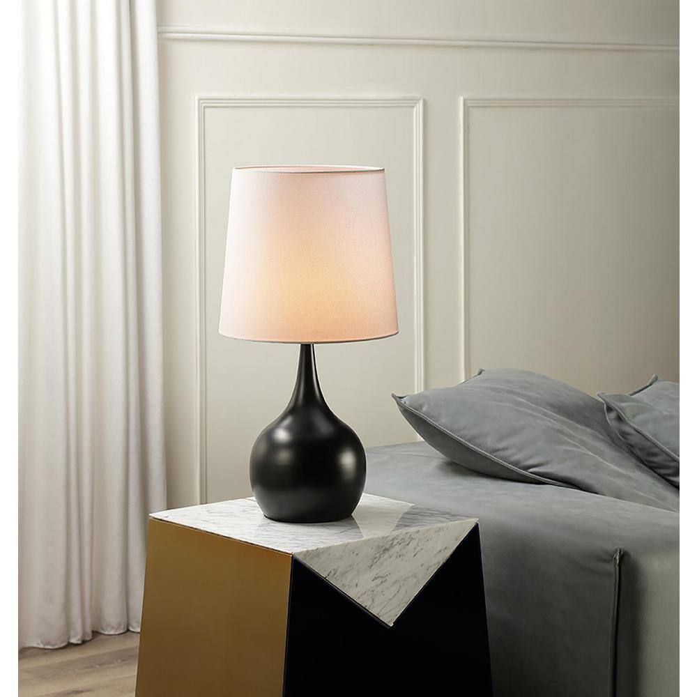 ORE International 23.5 in. Niyor Powder Black Mid-Century Modern Touch On Metal Table Lamp