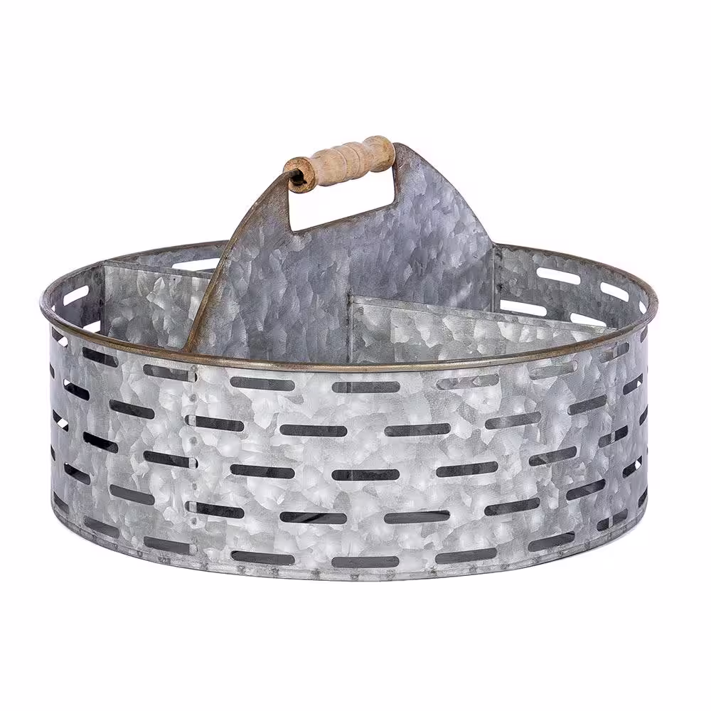 Bindle & Brass Galvanzied Metal Caddy With 4 Compartments