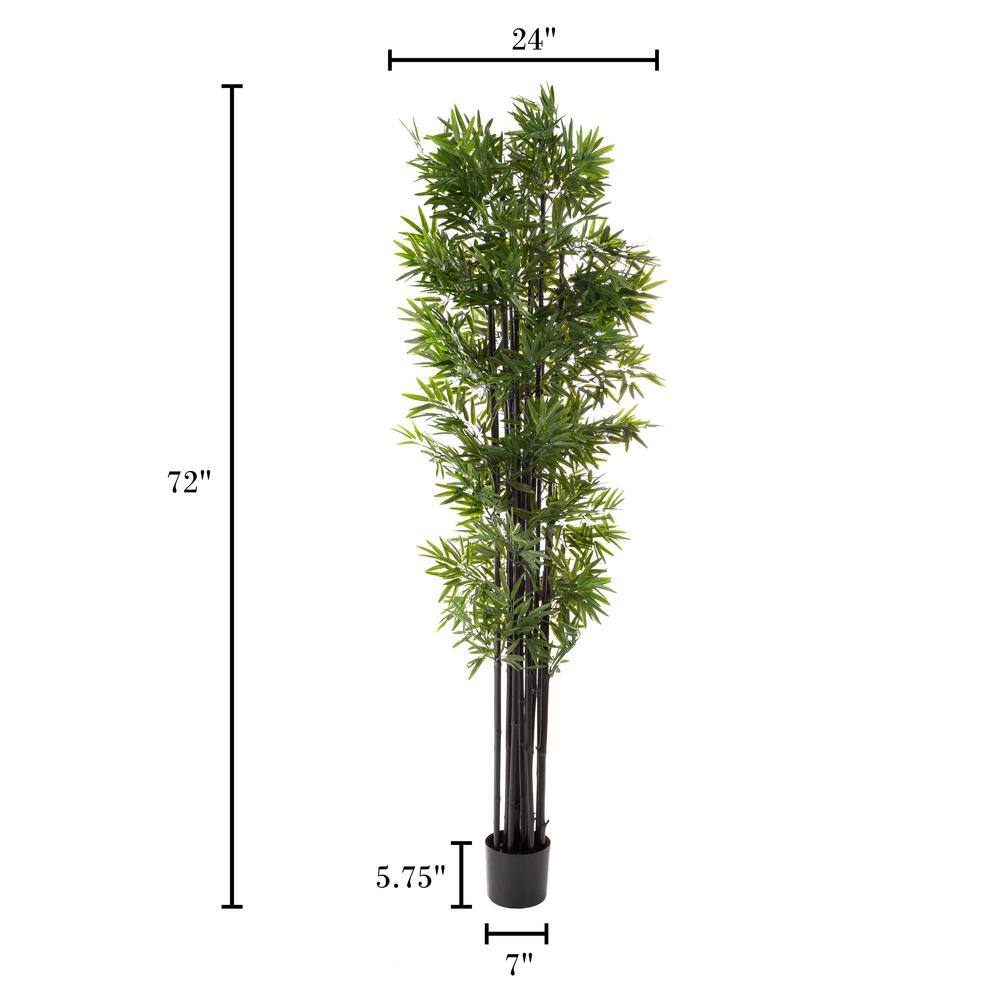 Earth Worth 6 ft. Artificial Bamboo Tree - Potted Faux Floor Plant with Black Trunk and Natural Looking Greenery