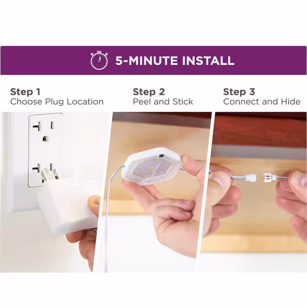 BLACK+DECKER LED Puck Light Kit RGB Color Changing (3-Pack)