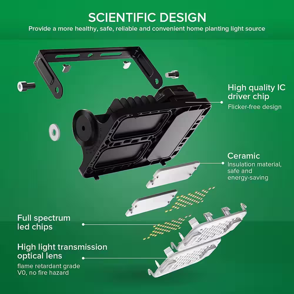 SANSI 1 ft. 700-Watt Equivalence Black Integrated LED Indoor Full Spectrum Grow Light, Cool White