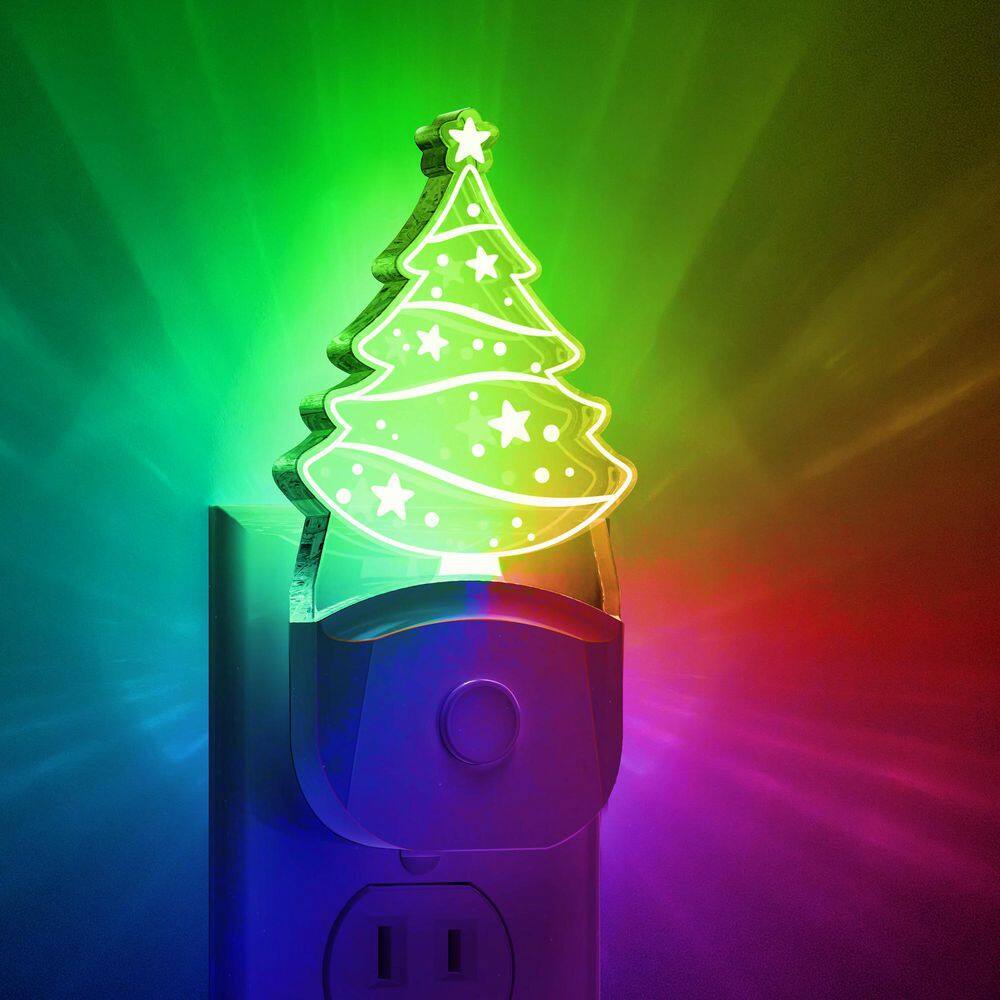 YANSUN 0.5 Wattage Dusk to Dawn MultiColor Changing Integrated LED Plug-in Christmas Tree Night Light (4-Pack)