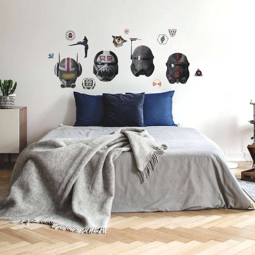 RoomMates Red and Grey and Orange Bad Batch Helmets Peel and Stick Giant Wall Decal