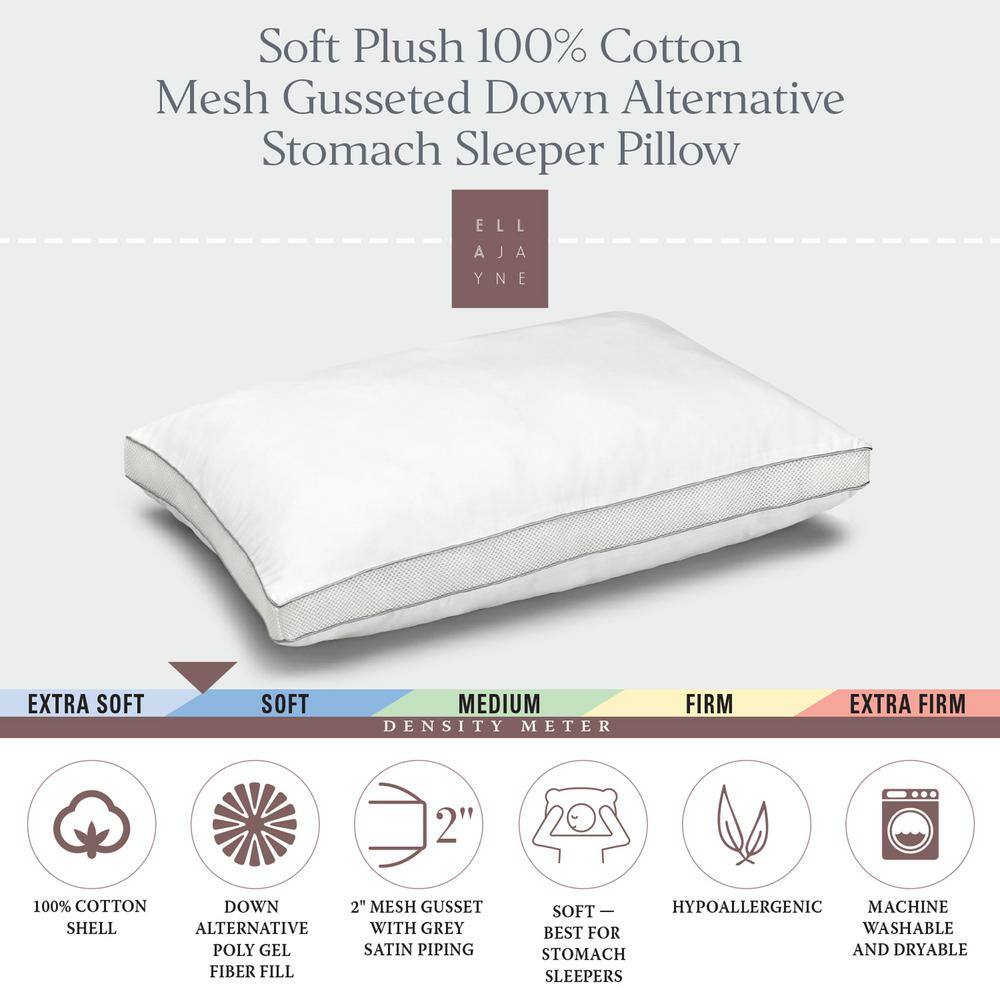 None Mesh Gusseted Soft 100% Cotton Standard Size Pillow