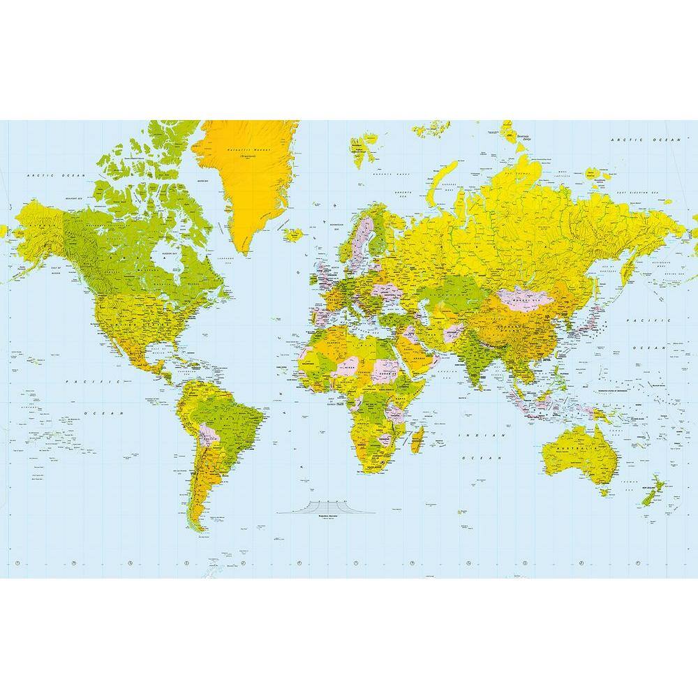 Ideal Decor 69 in. H x 45 in. W Map of the World Wall Mural