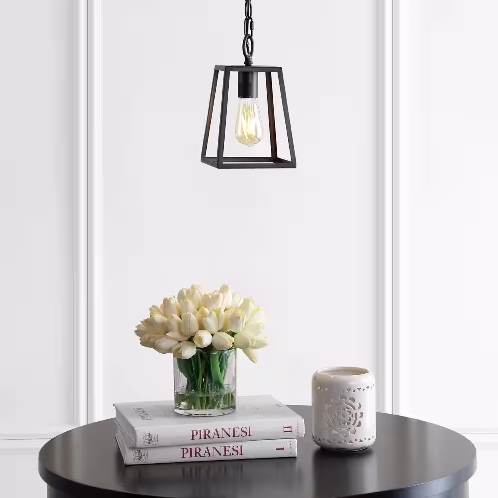 JONATHAN Y Ira 6.25 in. 1-Light Oil Rubbed Bronze Metal LED Pendant