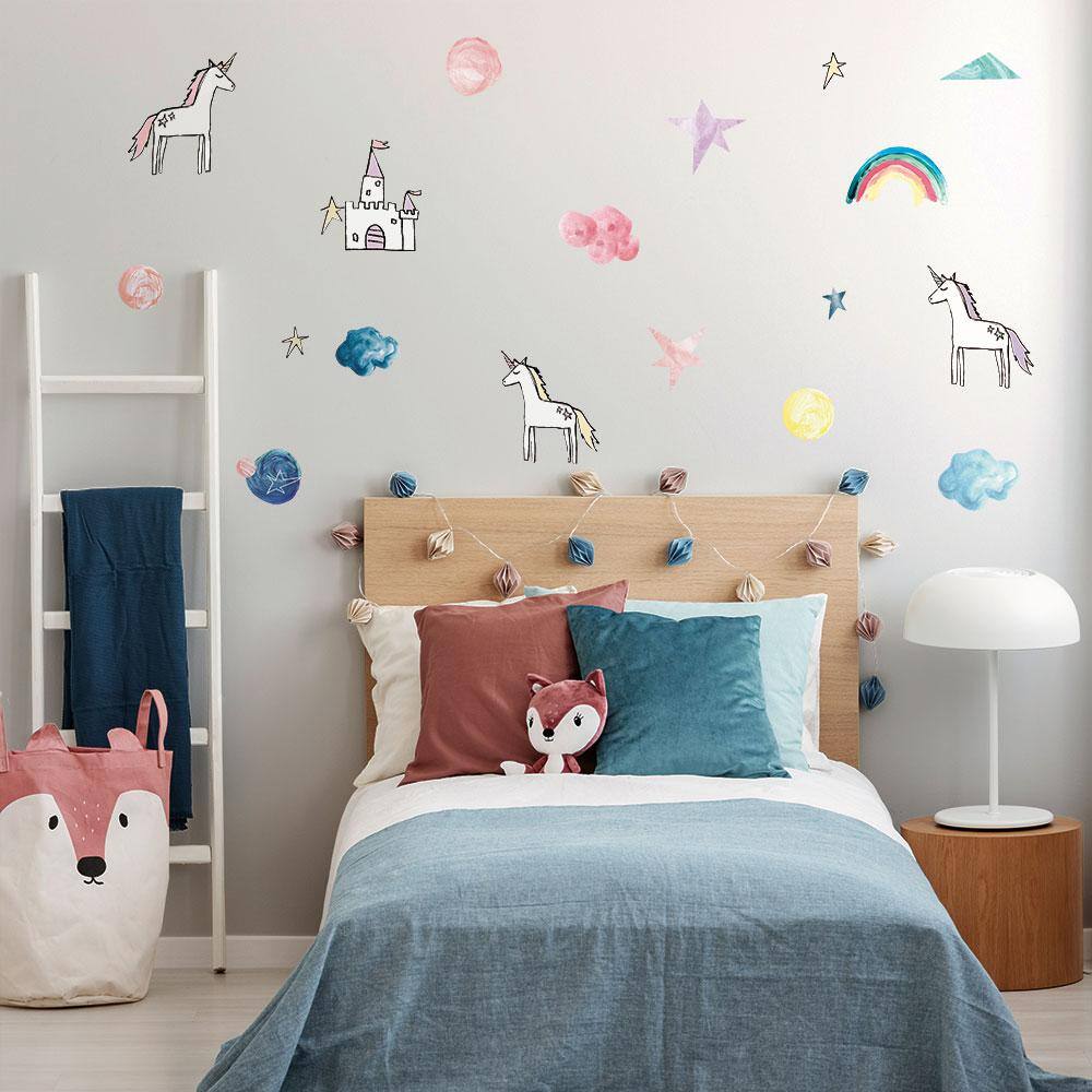 Tempaper Rainbow & Unicorn Peel and Stick Wall Decals (Set of 18)