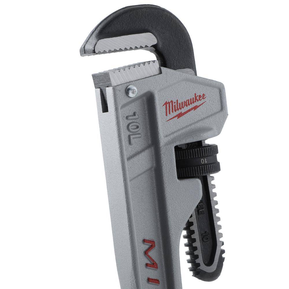 Milwaukee 10 in. Aluminum Pipe Wrench with POWERLENGTH Handle with 14 in. Aluminum Offset Pipe Wrench