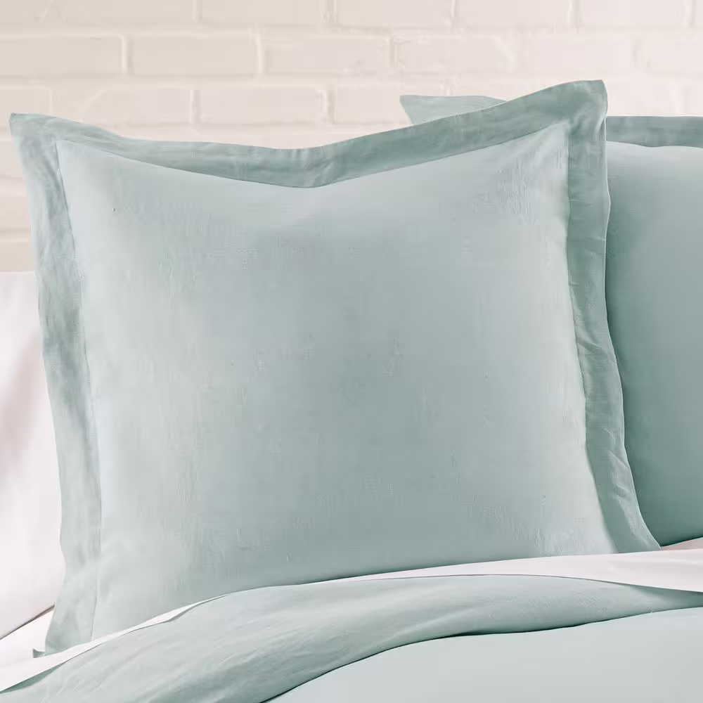 LEVTEX HOME Washed Linen Spa Flange 26 in. x 26 in. Euro Sham