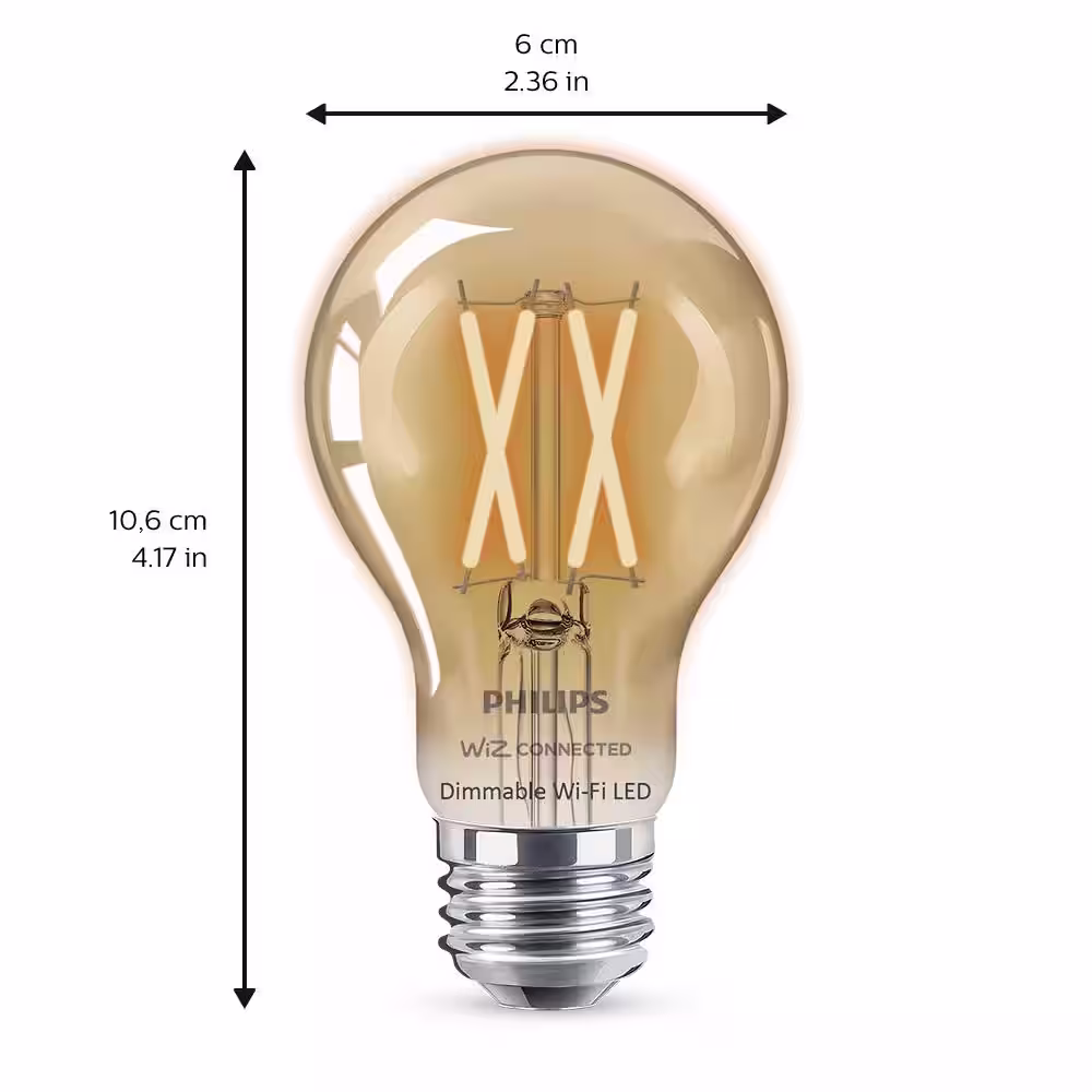 Philips 40-Watt Equivalent A19 LED Smart Wi-Fi Light Bulb Amber (2000K) powered by WiZ (1-Pack)
