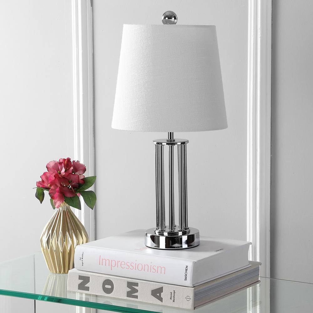 None Lillian 18 in. Chrome Metal Mini Table Lamp