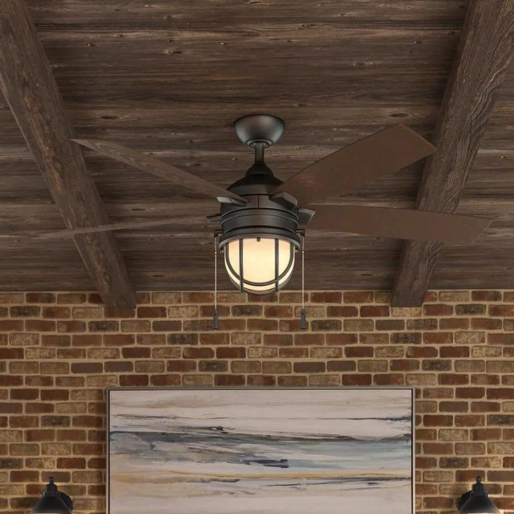 Hampton Bay Seaport 52 in. LED Indoor/Outdoor Iron Ceiling Fan with Light Kit