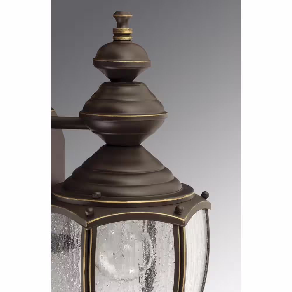 Progress Lighting Roman Coach Collection 1-Light Antique Bronze Clear Seeded Glass Traditional Outdoor Hanging Lantern Light