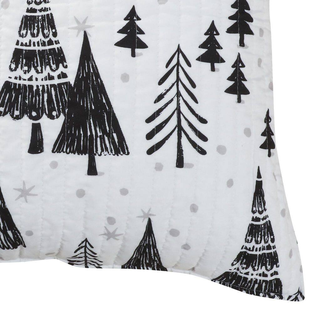None Northern Star 2-Piece Black, White Holiday Pine Trees Microfiber Euro Sham (Set of 2)