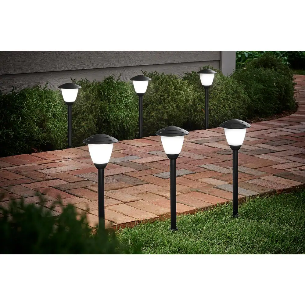 Hampton Bay Lamar Park 10-Watt Equivalent Low Voltage Black Integrated LED Outdoor Path Lights with Easy Clip Connectors (6-Pack)