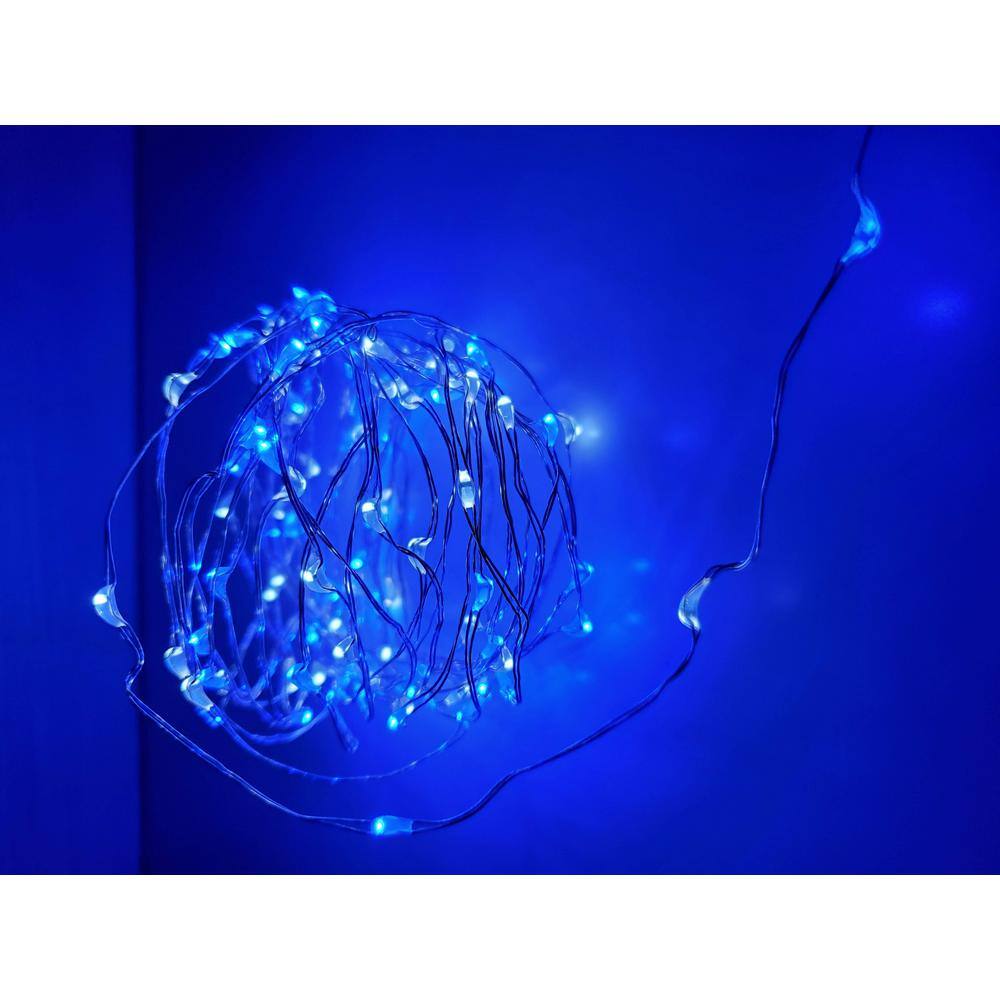 None Hunnykome Outdoor 20 ft. Solar Micro LED String Light with 100 Blue and White Alternating LEDs