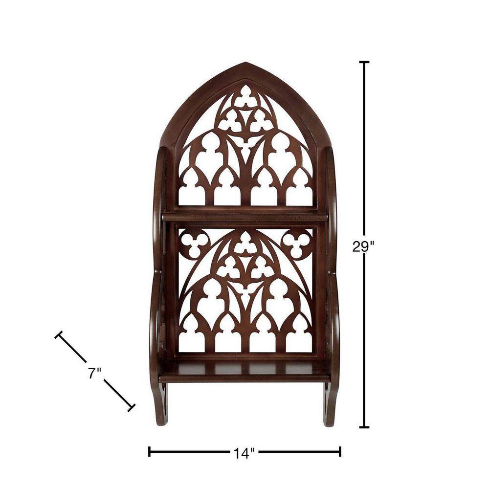 Design Toscano St. Thomas Aquinas Gothic Harwood Decorative Cubby Wall Shelf