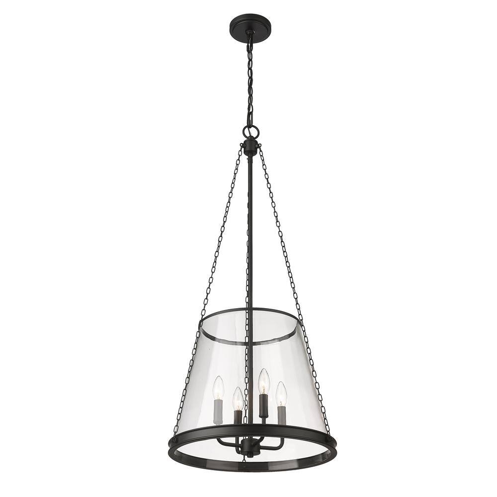 None Prescott 18 in. 4-LightEmpire Pendant Matte Black with Clear Glass Shade
