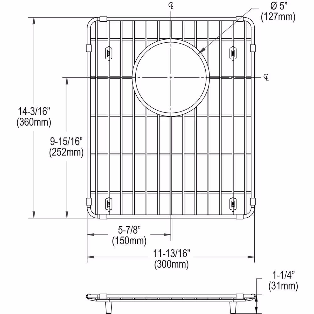Elkay Fireclay 11.8125 in. x 14.1875 in. Bottom Grid for Kitchen Sink in Stainless Steel