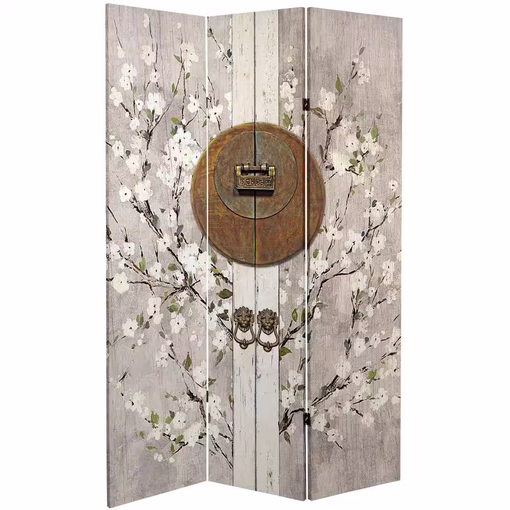 Oriental Furniture Asian Lock 6 ft. Printed 3-Panel Room Divider