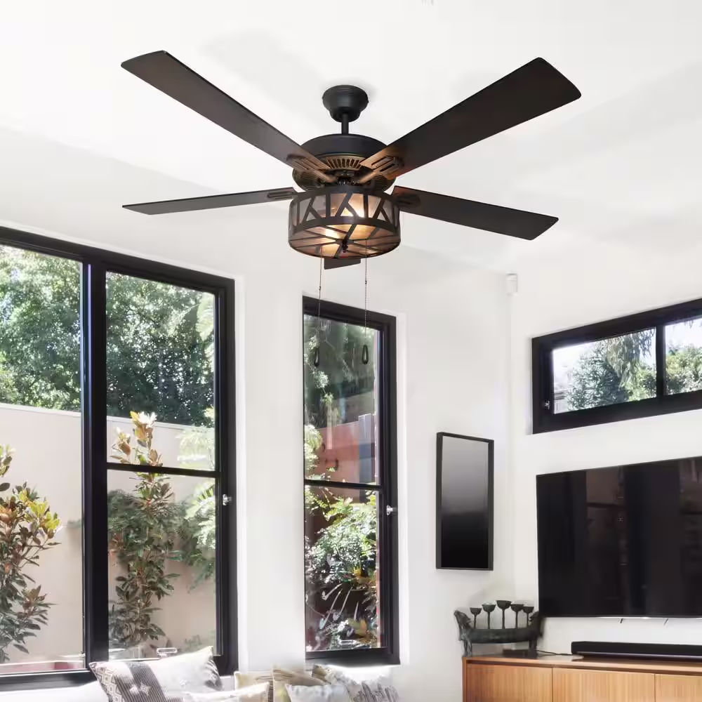 River of Goods Regal 52 in. LED Oil Rubbed Bronze Caged LED Ceiling Fan With Light