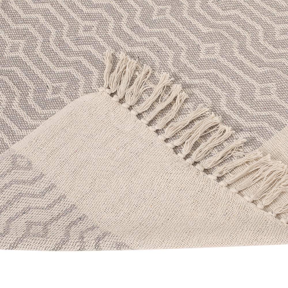 Noble House Freda Grey and Natural Fabric Throw Blanket