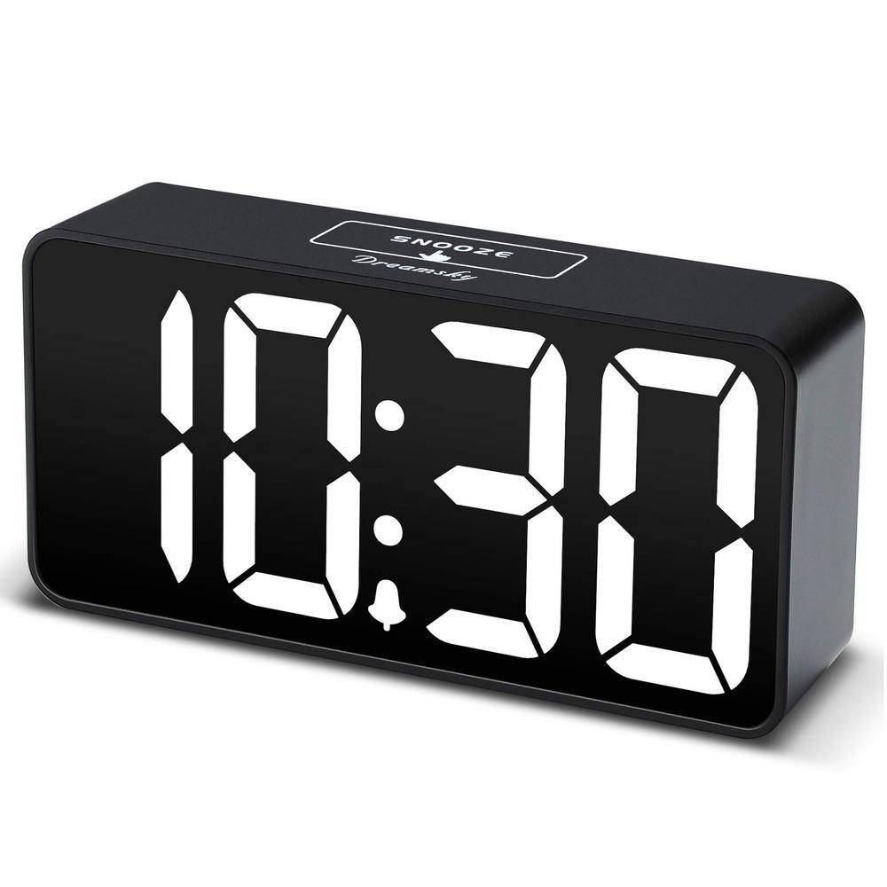 None Compact Digital Alarm Clock with USB Port for Bedroom Bedside, Small Electric Clocks with Large Bold Digit
