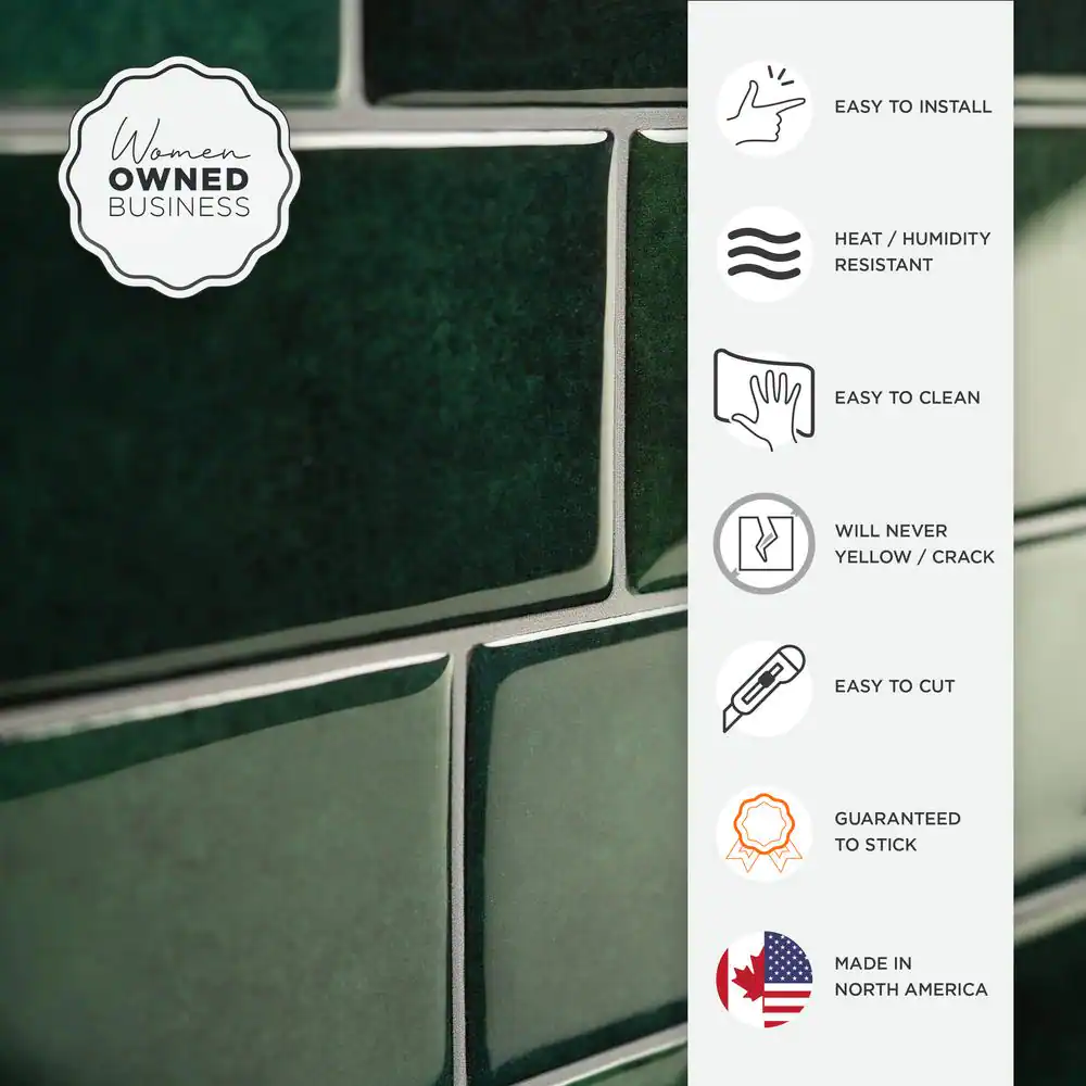 smart tiles Metro Fiona Dark Green 11.56 in. x 8.38 in. Vinyl Peel and Stick Tile (2.21 sq. ft./ 4-Pack)