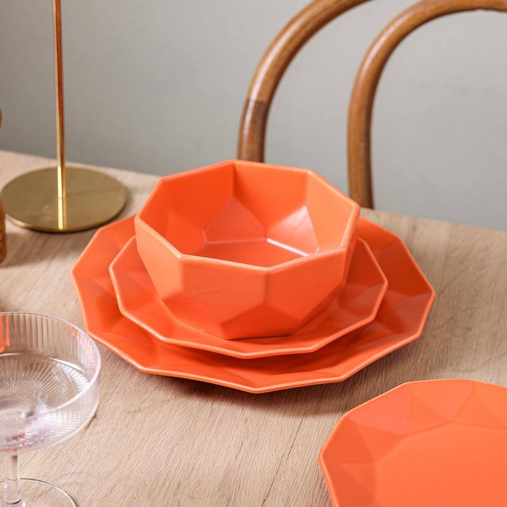 STONE LAIN Stone Lain Jamie 16-Piece Dinnerware Set Porcelain, Service For 4, Orange