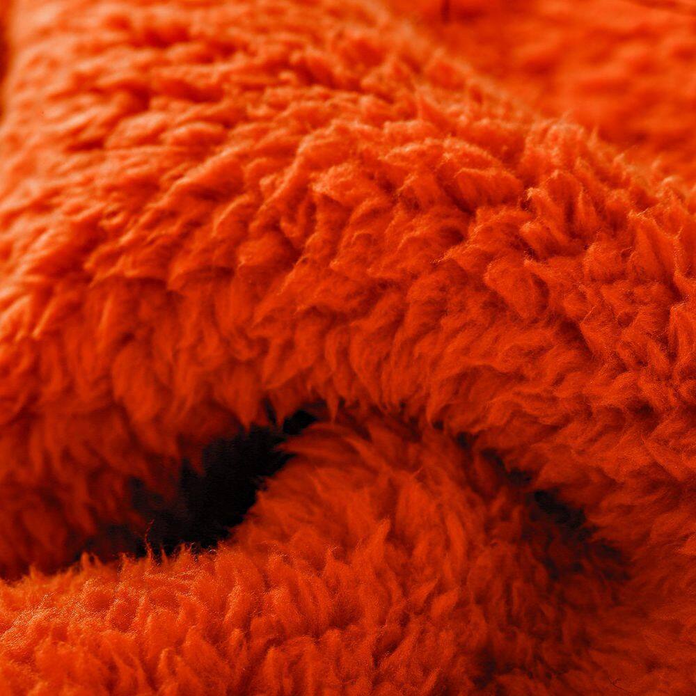 None Solid Amber Oversize Sherpa Polyester 60 in. x 72 in. Throw Bed Blanket