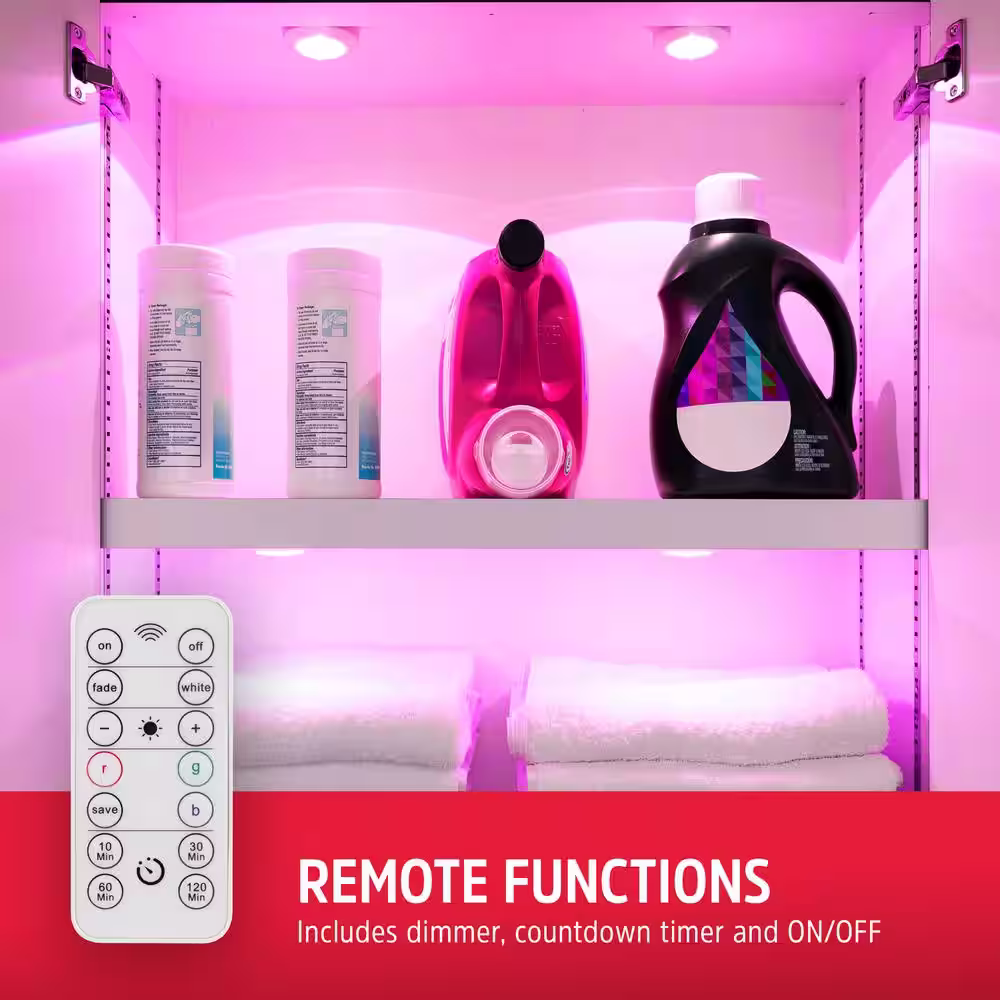 Energizer Battery Operated Color-Changing LED Puck Lights with Remote (6-Pack)