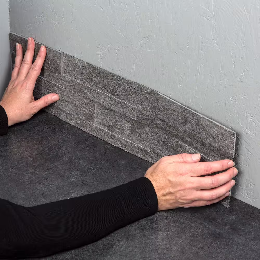 Aspect Raised Titanium 5.9 in. x 23.6 in. Stone Peel and Stick Tile (0.97 sq. ft./pack)