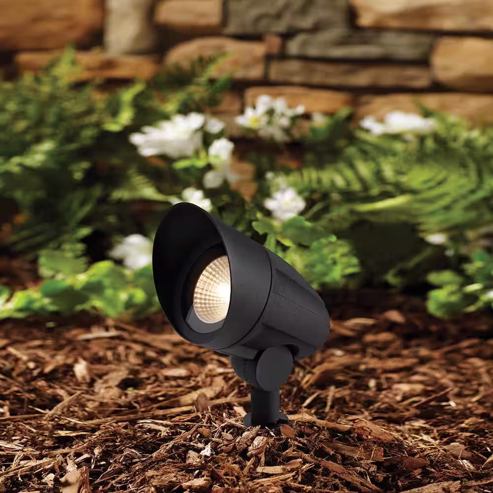 Hampton Bay Low Voltage 50-Watt Black Outdoor Landscape Flood Light T3 Halogen Bulb