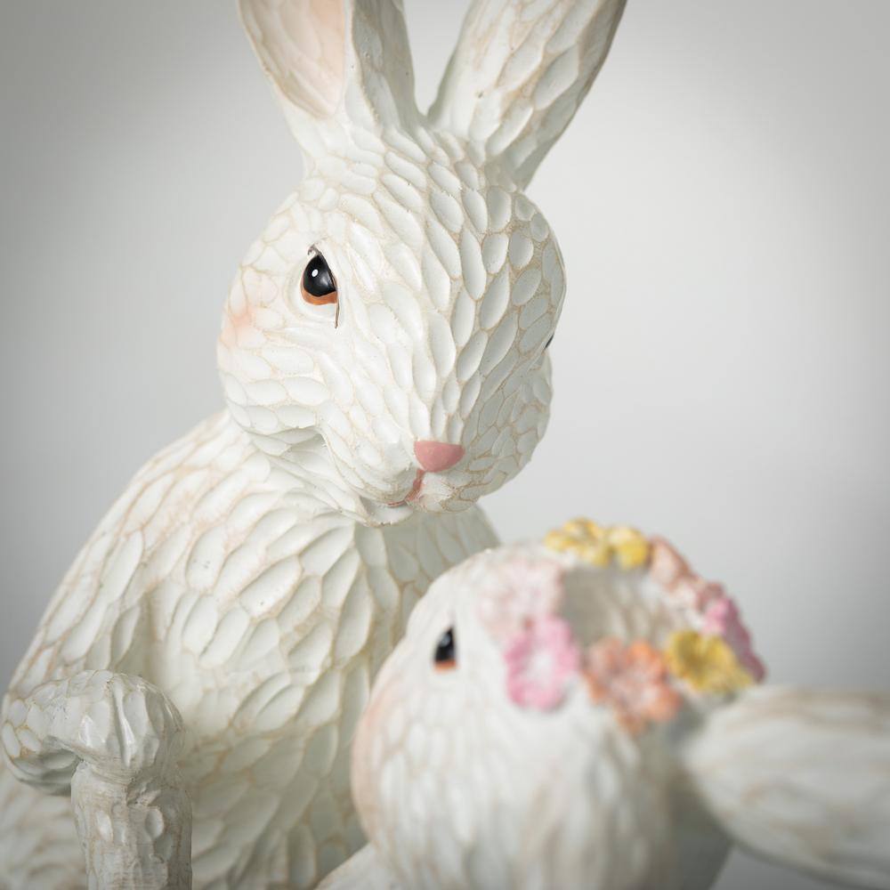 SULLIVANS 9.75 in. White Dancing Tabletop Bunny Statue