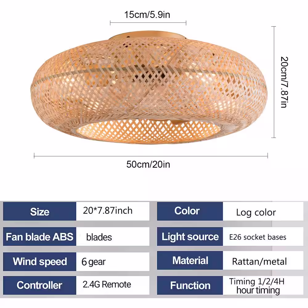 None 20 in. Indoor Gold Farmhouse Low Profile 6-Speed Reversible Wind Direction Ceiling Fan with Light Kit and Remote