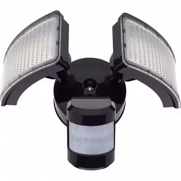 None 160-Watt Equivalent 2-Light 60-Degree Black 5000K Motion Activated Outdoor Integrated LED Square Adjustable Flood Light