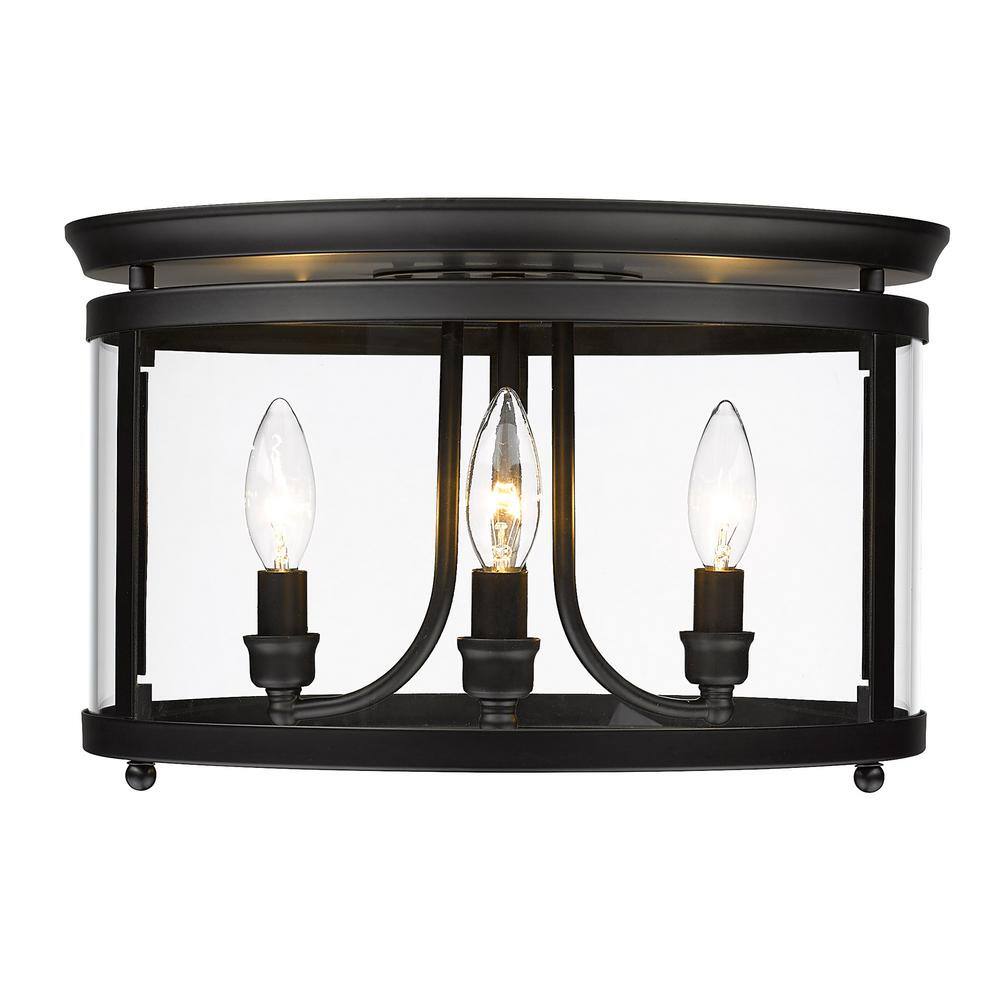 Golden Lighting Payton 14.75 in. 3-Light Matte Black Flush Mount