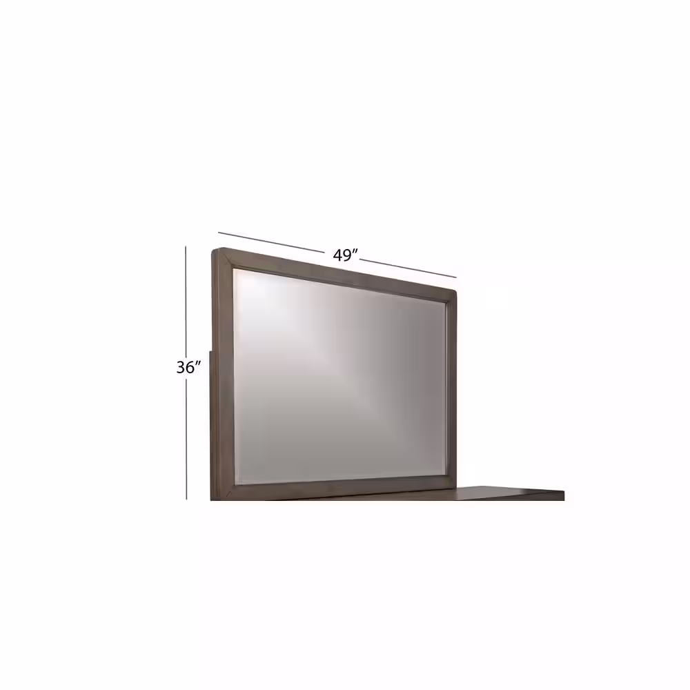 None Alix 49 in. W x 36 in. H Wood Gray Stone Dresser Mirror