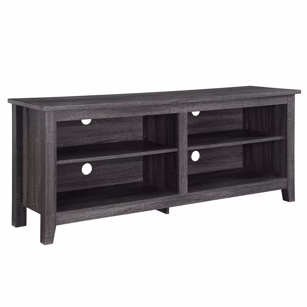 Walker Edison Furniture Company Columbus 58 in. Charcoal MDF TV Stand 60 in. with Adjustable Shelves