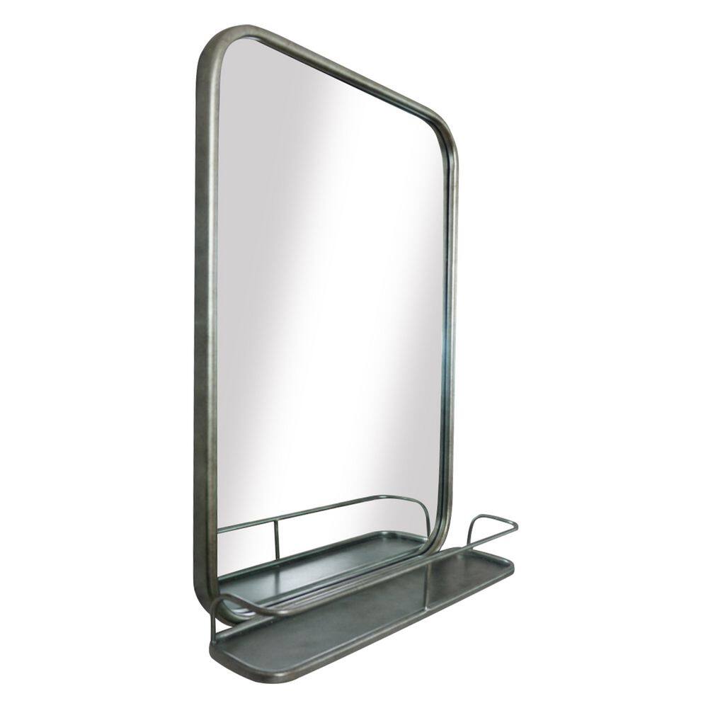 Sandberg Furniture Burton 19.5 in. W x 28 in. H Rectangular Aged Pewter Framed Wall Mirror with Shelf