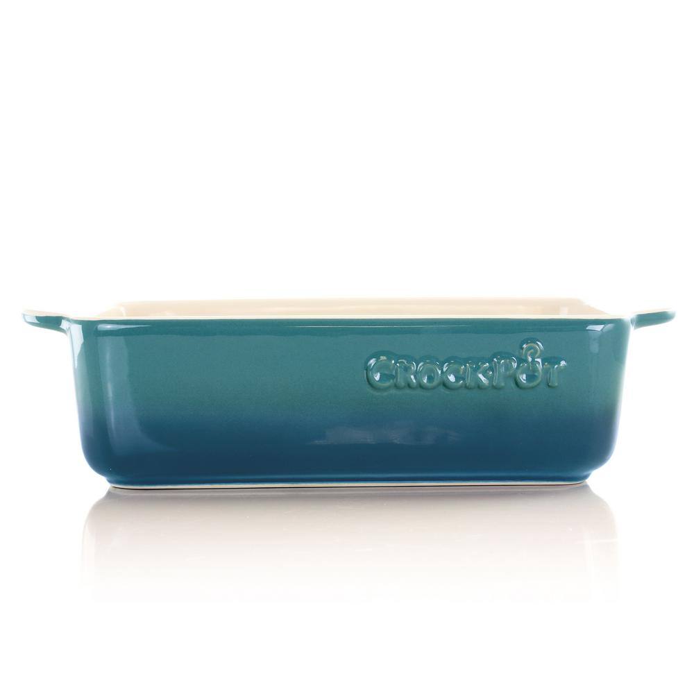 Crock-Pot Artisan 1.25 qt. Gradient Teal Rectangular Stoneware Bake Pan