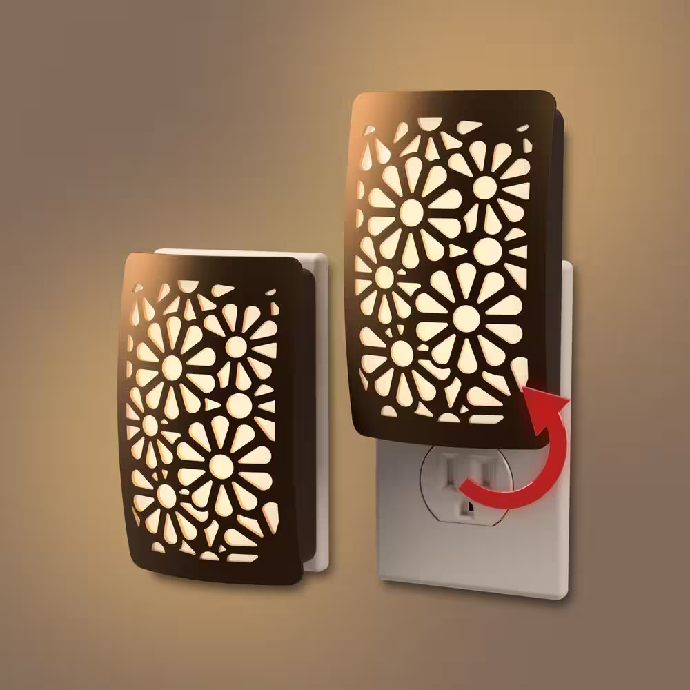 Westek Aged Bronze Floral Decoplug LED Night Light