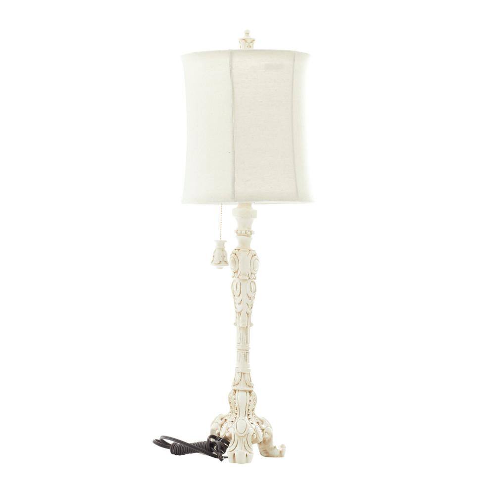 Litton Lane 31 in. Cream Polystone Antique Style Task and Reading Table Lamp with Drum Shade