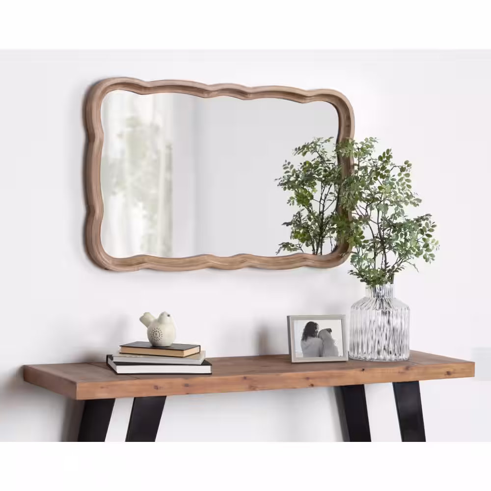 Kate and Laurel Medium Rectangle Rustic Brown American Colonial Mirror (38 in. H x 23.5 in. W)