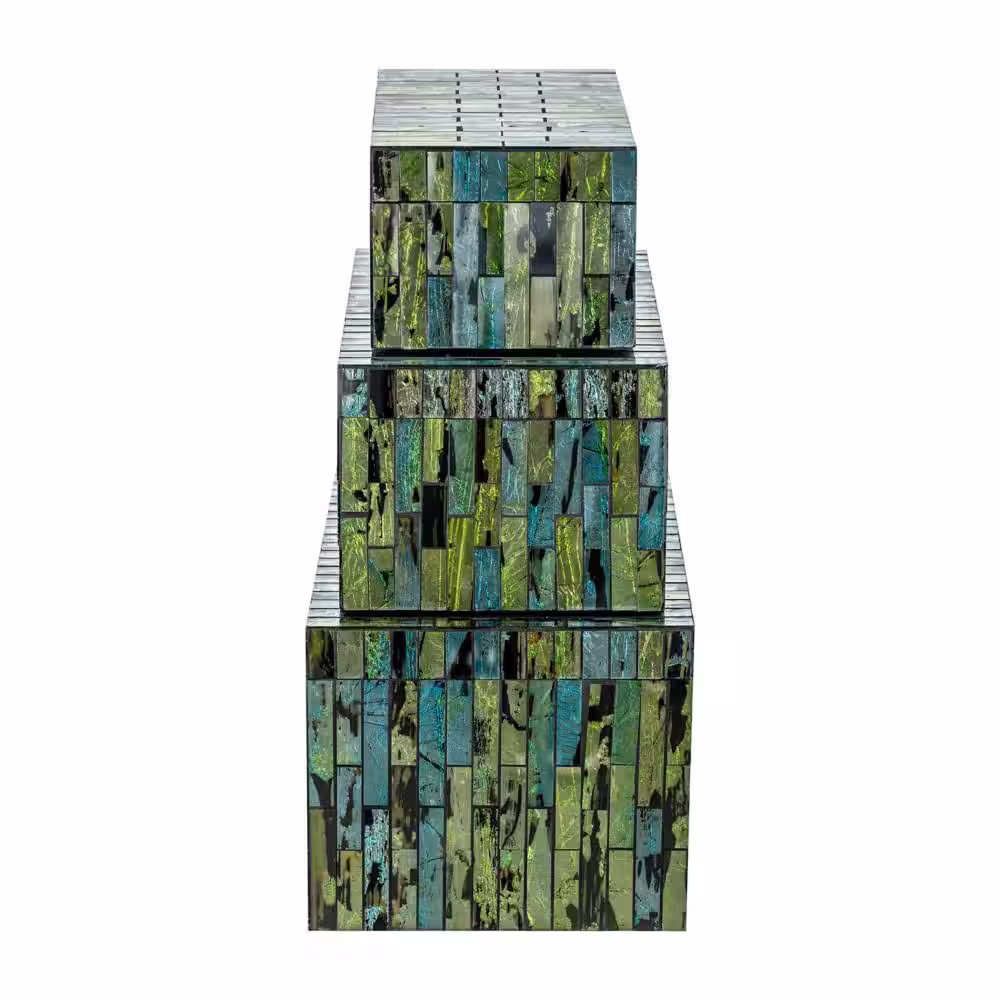 A & B Home Aramis Mosaic Boxes Blue (Set of 3)
